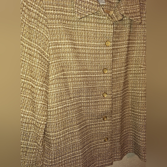 Alfred Dunner  Sz 14 Gold Tan Beige Tweed Blazer Jacket W/Pockets - Picture 3 of 9
